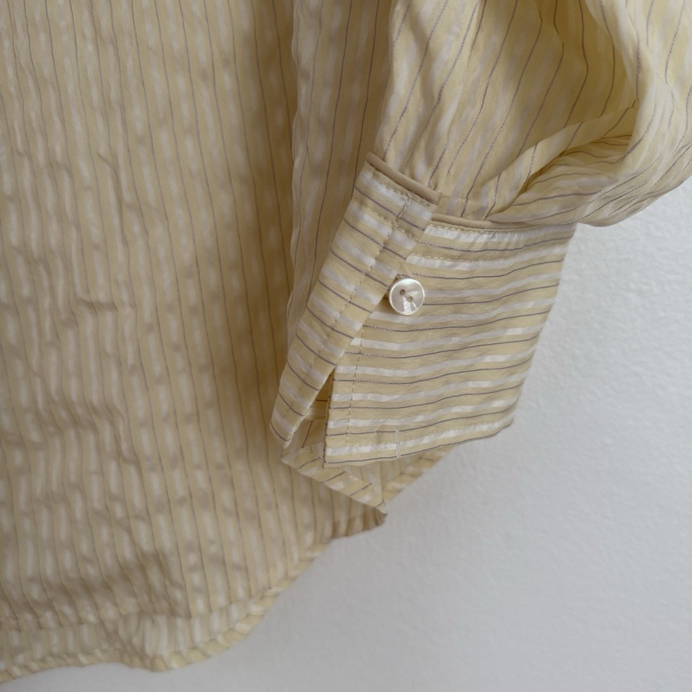 Sense of Place Sheer Stripe Shirt Cream Beige Long Sleeve Blouse One Size Japan - Picture 4 of 7